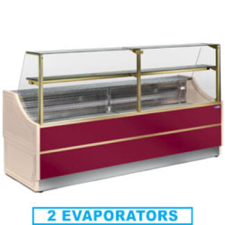 Refrigerated glass display staight panel 90Â°, with storeroom