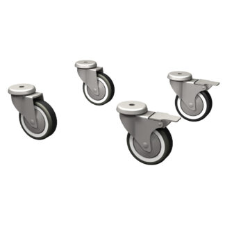 Kit 4 "galvanized" swivel castors, 2 with brakes