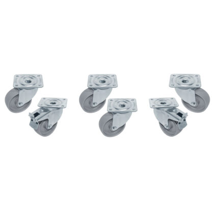 Kit 6 SST castors for tables, swiveling, 2 with brakes