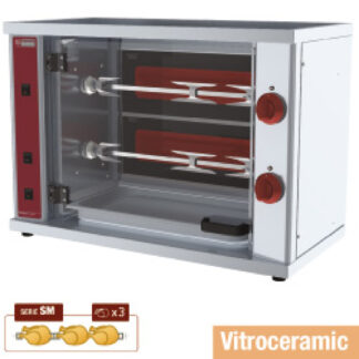 Vitroceramic chicken roaster, 2 spits (6 chickens) SMALL
