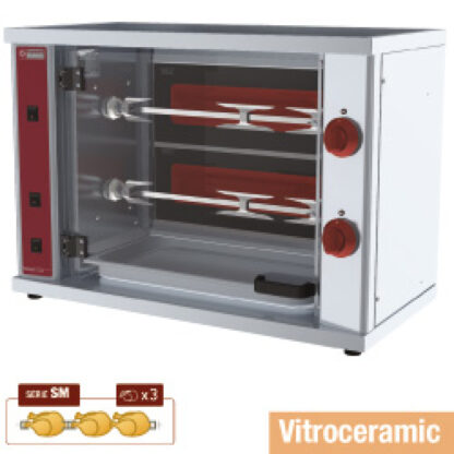 Vitroceramic chicken roaster, 2 spits (6 chickens) SMALL