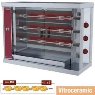 Vitroceramic chicken roaster, 3 spits (15 chickens)