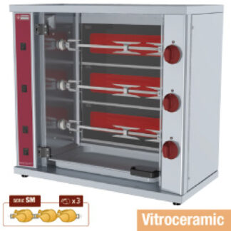 SMALL Vitroceramic chicken roaster, 3 spits (9 chicken)