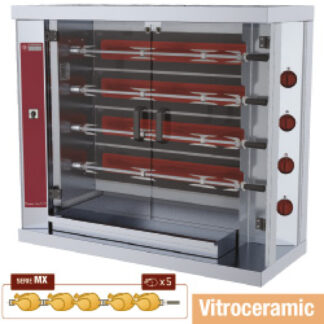 Vitroceramic chicken roaster, 4 spits (20 chickens)