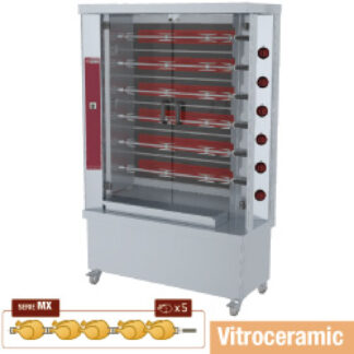 Vitroceramic chicken roaster, 6 spits (30 chickens)