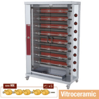 Vitroceramic chicken roaster, 8 spits (40 chickens)