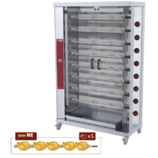 Chicken gas roaster, 8 spits (40 chickens)