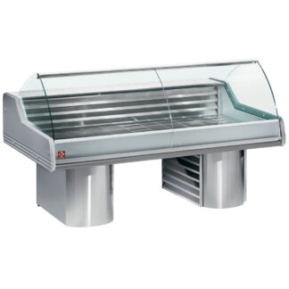 Refrigerated display counters with curved glass, on bases