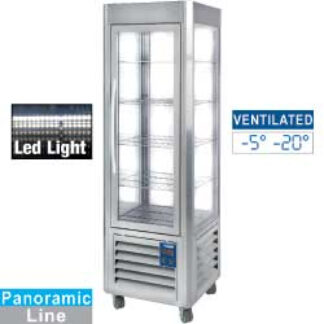 Panoramic display, 5 shelves, 360 LT, Stainless steel.