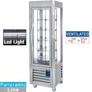 Panoramic display, 5 rotating plates, 360 LT, stainless steel.