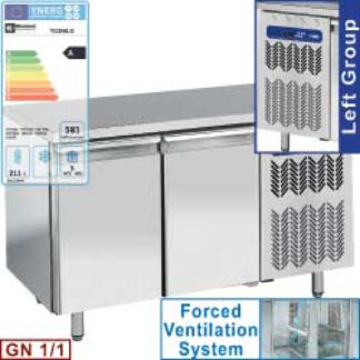 Ventilated cooling table, 2 doors GN 1/1, group on the left