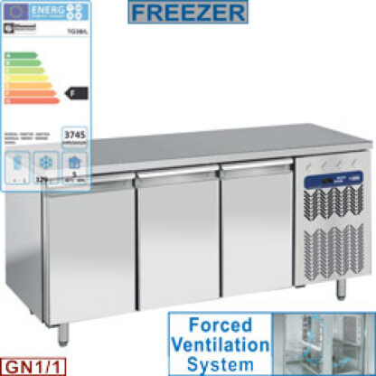Ventilated freezing table, 3 doors GN 1/1