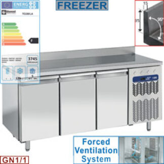 Wall freezing table, ventilated, 3 doors GN 1/1, 405 liters