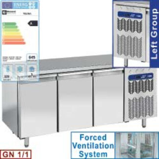 Ventilated cooling table, 3 doors GN 1/1, group on the left