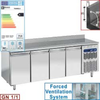 Wall refrigerated table, ventilated, 4 doors GN 1/1, 550 liters