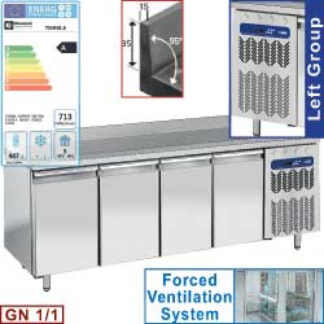 Ventilated "wall" cooling table, 4 doors GN 1/1, 550 Lit. group on the left