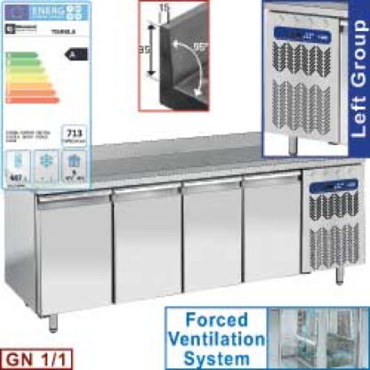 Ventilated "wall" cooling table, 4 doors GN 1/1, 550 Lit. group on the left