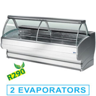 Refrigerated display counters, curved glass with storage space