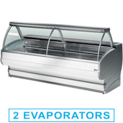 Refrigerated display counters, curved glass with storage space
