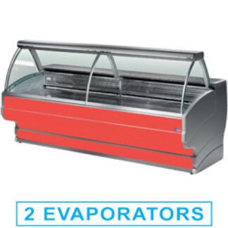 Refrigerated display counters, curved glass with storage space