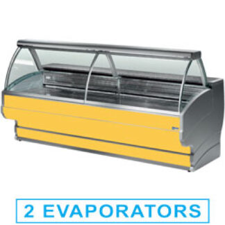 Refrigerated display counters, curved glass with storage space