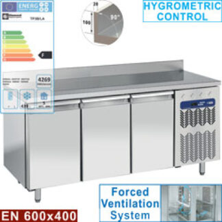 Wall freezing table, ventilated, 3 doors EN 600x400, 550 liters