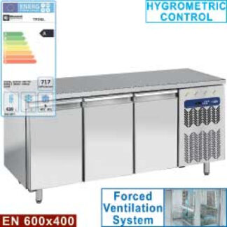 Refrigerated table, ventilated, 3 doors EN 600x400