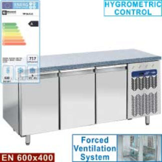 Refrigerated table, ventilated, 3 doors EN 600x400 - Granite Top