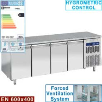 Refrigerated table, ventilated, 4 doors EN 600x400