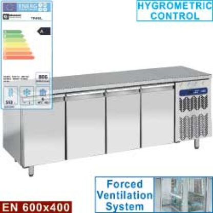 Refrigerated table, ventilated, 4 doors EN 600x400