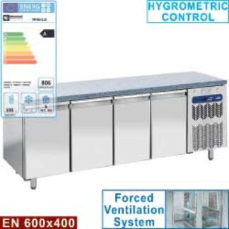 Refrigerated table, ventilated, 4 doors EN 600x400 - Granite Top