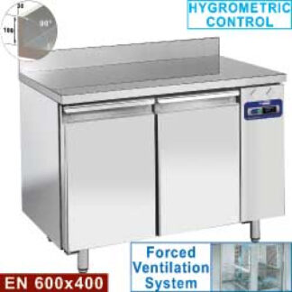 Wall freezing table, ventilated, 2 doors EN 600x400, 345 liters (without group)