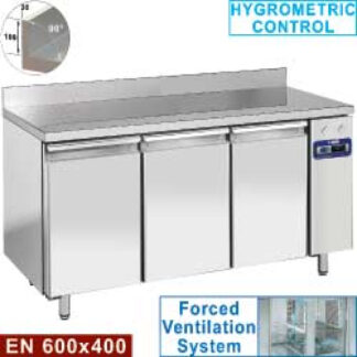 Wall refrigerated table, ventilated, 3 doors EN 600x400, 550 liters (without group)