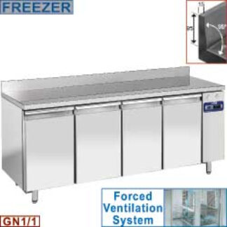 Wall freezing table, ventilated, 4 doors GN 1/1, 550 liters (without group)