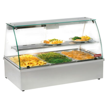 Hot display case, bain-marie 3 GN 1/1, panoramic